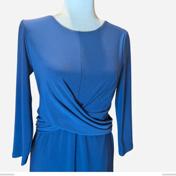 Pre-owned Lauren Ralph Lauren Elegant Blue Long Sleeve Dress - Picture 5 of 9